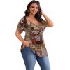 imagePOSESHE Womens Plus Size Tops 2025 Summer Short Sleeves Tunic Tops Casual VNeck Wrap Shirts Cute Dressy Work Blouses L4XLMix Color