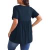 imagePOSESHE Womens Plus Size Tops 2025 Summer Short Sleeves Tunic Tops Casual VNeck Wrap Shirts Cute Dressy Work Blouses L4XLNavy Blue