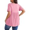 imagePOSESHE Womens Plus Size Tops 2025 Summer Short Sleeves Tunic Tops Casual VNeck Wrap Shirts Cute Dressy Work Blouses L4XLPink Red
