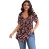 imagePOSESHE Womens Plus Size Tops 2025 Summer Short Sleeves Tunic Tops Casual VNeck Wrap Shirts Cute Dressy Work Blouses L4XLPlum Blossom Red