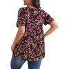 imagePOSESHE Womens Plus Size Tops 2025 Summer Short Sleeves Tunic Tops Casual VNeck Wrap Shirts Cute Dressy Work Blouses L4XLPlum Blossom Red