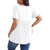 imagePOSESHE Womens Plus Size Tops 2025 Summer Short Sleeves Tunic Tops Casual VNeck Wrap Shirts Cute Dressy Work Blouses L4XLWhite