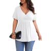 imagePOSESHE Womens Plus Size Tops 2025 Summer Short Sleeves Tunic Tops Casual VNeck Wrap Shirts Cute Dressy Work Blouses L4XLWhite