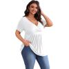 imagePOSESHE Womens Plus Size Tops 2025 Summer Short Sleeves Tunic Tops Casual VNeck Wrap Shirts Cute Dressy Work Blouses L4XLWhite