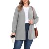 imagePOSESHE Womens Plus Size Cardigan Sweater 2025 Fall Long Sleeve Lightweight Knit Open Front Casual Loose CardiganGrey