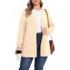 imagePOSESHE Womens Plus Size Cardigan Sweater 2025 Fall Long Sleeve Lightweight Knit Open Front Casual Loose CardiganKhaki