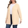 imagePOSESHE Womens Plus Size Cardigan Sweater 2025 Fall Long Sleeve Lightweight Knit Open Front Casual Loose CardiganKhaki