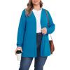 imagePOSESHE Womens Plus Size Cardigan Sweater 2025 Fall Long Sleeve Lightweight Knit Open Front Casual Loose CardiganLake Blue