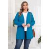 imagePOSESHE Womens Plus Size Cardigan Sweater 2025 Fall Long Sleeve Lightweight Knit Open Front Casual Loose CardiganLake Blue