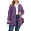 imagePOSESHE Womens Plus Size Cardigan Sweater 2025 Fall Long Sleeve Lightweight Knit Open Front Casual Loose CardiganLight Purple