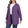 imagePOSESHE Womens Plus Size Cardigan Sweater 2025 Fall Long Sleeve Lightweight Knit Open Front Casual Loose CardiganLight Purple