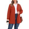 imagePOSESHE Womens Plus Size Cardigan Sweater 2025 Fall Long Sleeve Lightweight Knit Open Front Casual Loose CardiganOrange