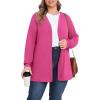 imagePOSESHE Womens Plus Size Cardigan Sweater 2025 Fall Long Sleeve Lightweight Knit Open Front Casual Loose CardiganPurple Red