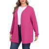 imagePOSESHE Womens Plus Size Cardigan Sweater 2025 Fall Long Sleeve Lightweight Knit Open Front Casual Loose CardiganPurple Red