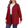 imagePOSESHE Womens Plus Size Cardigan Sweater 2025 Fall Long Sleeve Lightweight Knit Open Front Casual Loose CardiganRed