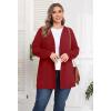 imagePOSESHE Womens Plus Size Cardigan Sweater 2025 Fall Long Sleeve Lightweight Knit Open Front Casual Loose CardiganRed