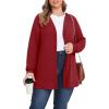 imagePOSESHE Womens Plus Size Cardigan Sweater 2025 Fall Long Sleeve Lightweight Knit Open Front Casual Loose CardiganRed