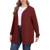 imagePOSESHE Womens Plus Size Cardigan Sweater 2025 Fall Long Sleeve Lightweight Knit Open Front Casual Loose CardiganTangerine