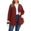 imagePOSESHE Womens Plus Size Cardigan Sweater 2025 Fall Long Sleeve Lightweight Knit Open Front Casual Loose CardiganTangerine