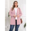 imagePOSESHE Womens Plus Size Cardigan Sweater 2025 Fall Long Sleeve Lightweight Knit Open Front Casual Loose CardiganWarm Pink