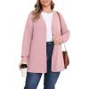 imagePOSESHE Womens Plus Size Cardigan Sweater 2025 Fall Long Sleeve Lightweight Knit Open Front Casual Loose CardiganWarm Pink