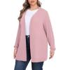 imagePOSESHE Womens Plus Size Cardigan Sweater 2025 Fall Long Sleeve Lightweight Knit Open Front Casual Loose CardiganWarm Pink