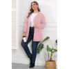 imagePOSESHE Womens Plus Size Cardigan Sweater 2025 Fall Long Sleeve Lightweight Knit Open Front Casual Loose CardiganWarm Pink