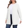 imagePOSESHE Womens Plus Size Cardigan Sweater 2025 Fall Long Sleeve Lightweight Knit Open Front Casual Loose CardiganWhite