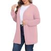 imagePOSESHE Womens Plus Size Cardigan Sweater 2025 Fall Long Sleeve Lightweight Knit Open Front Casual Loose CardiganWarm Pink