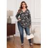 imagePOSESHE Womens Plus Size Long Sleeves Tops 2025 Fall Winter Tunic Tops Casual VNeck Wrap Shirts Dressy Work Blouses L4XLBlack Pink Floral