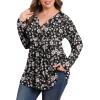 imagePOSESHE Womens Plus Size Long Sleeves Tops 2025 Fall Winter Tunic Tops Casual VNeck Wrap Shirts Dressy Work Blouses L4XLBlack Pink Floral