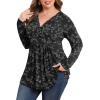 imagePOSESHE Womens Plus Size Long Sleeves Tops 2025 Fall Winter Tunic Tops Casual VNeck Wrap Shirts Dressy Work Blouses L4XLBlack White Floral