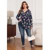 imagePOSESHE Womens Plus Size Long Sleeves Tops 2025 Fall Winter Tunic Tops Casual VNeck Wrap Shirts Dressy Work Blouses L4XLBlue Camellia