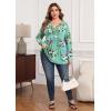 imagePOSESHE Womens Plus Size Long Sleeves Tops 2025 Fall Winter Tunic Tops Casual VNeck Wrap Shirts Dressy Work Blouses L4XLGreen Floral
