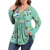 imagePOSESHE Womens Plus Size Long Sleeves Tops 2025 Fall Winter Tunic Tops Casual VNeck Wrap Shirts Dressy Work Blouses L4XLGreen Floral