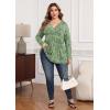 imagePOSESHE Womens Plus Size Long Sleeves Tops 2025 Fall Winter Tunic Tops Casual VNeck Wrap Shirts Dressy Work Blouses L4XLGreen White Floral