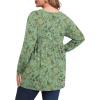 imagePOSESHE Womens Plus Size Long Sleeves Tops 2025 Fall Winter Tunic Tops Casual VNeck Wrap Shirts Dressy Work Blouses L4XLGreen White Floral