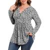 imagePOSESHE Womens Plus Size Long Sleeves Tops 2025 Fall Winter Tunic Tops Casual VNeck Wrap Shirts Dressy Work Blouses L4XLLeopard White