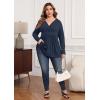 imagePOSESHE Womens Plus Size Long Sleeves Tops 2025 Fall Winter Tunic Tops Casual VNeck Wrap Shirts Dressy Work Blouses L4XLNavy Blue