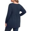 imagePOSESHE Womens Plus Size Long Sleeves Tops 2025 Fall Winter Tunic Tops Casual VNeck Wrap Shirts Dressy Work Blouses L4XLNavy Blue