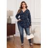 imagePOSESHE Womens Plus Size Long Sleeves Tops 2025 Fall Winter Tunic Tops Casual VNeck Wrap Shirts Dressy Work Blouses L4XLNavy Floral