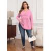 imagePOSESHE Womens Plus Size Long Sleeves Tops 2025 Fall Winter Tunic Tops Casual VNeck Wrap Shirts Dressy Work Blouses L4XLPink Red