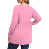 imagePOSESHE Womens Plus Size Long Sleeves Tops 2025 Fall Winter Tunic Tops Casual VNeck Wrap Shirts Dressy Work Blouses L4XLPink Red