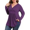 imagePOSESHE Womens Plus Size Long Sleeves Tops 2025 Fall Winter Tunic Tops Casual VNeck Wrap Shirts Dressy Work Blouses L4XLPurple