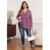 imagePOSESHE Womens Plus Size Long Sleeves Tops 2025 Fall Winter Tunic Tops Casual VNeck Wrap Shirts Dressy Work Blouses L4XLPurple Red