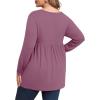 imagePOSESHE Womens Plus Size Long Sleeves Tops 2025 Fall Winter Tunic Tops Casual VNeck Wrap Shirts Dressy Work Blouses L4XLPurple Red