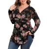 imagePOSESHE Womens Plus Size Long Sleeves Tops 2025 Fall Winter Tunic Tops Casual VNeck Wrap Shirts Dressy Work Blouses L4XLRose Black