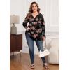 imagePOSESHE Womens Plus Size Long Sleeves Tops 2025 Fall Winter Tunic Tops Casual VNeck Wrap Shirts Dressy Work Blouses L4XLRose Black