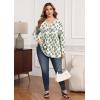 imagePOSESHE Womens Plus Size Long Sleeves Tops 2025 Fall Winter Tunic Tops Casual VNeck Wrap Shirts Dressy Work Blouses L4XLYellow Green Leaf