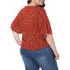 imagePOSESHE Womens Plus Size Floral Tie Front Chiffon Blouses V Neck Batwing Short Sleeve Summer Tops ShirtsFloral Red